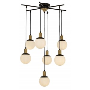 METAL and OPAL GLASS ANTIQUE COLOR and BLACK CHANDELIER 70 CM DIAMETER LOAD: 110 CM